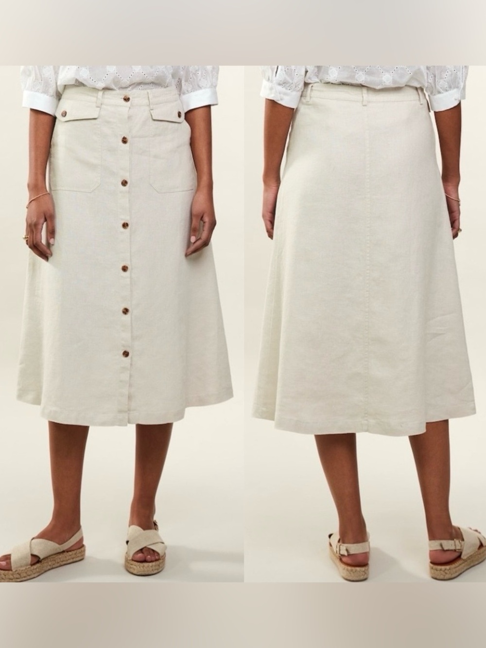 Stenstroms Linen Heidi Light Beige Cargo Skirt